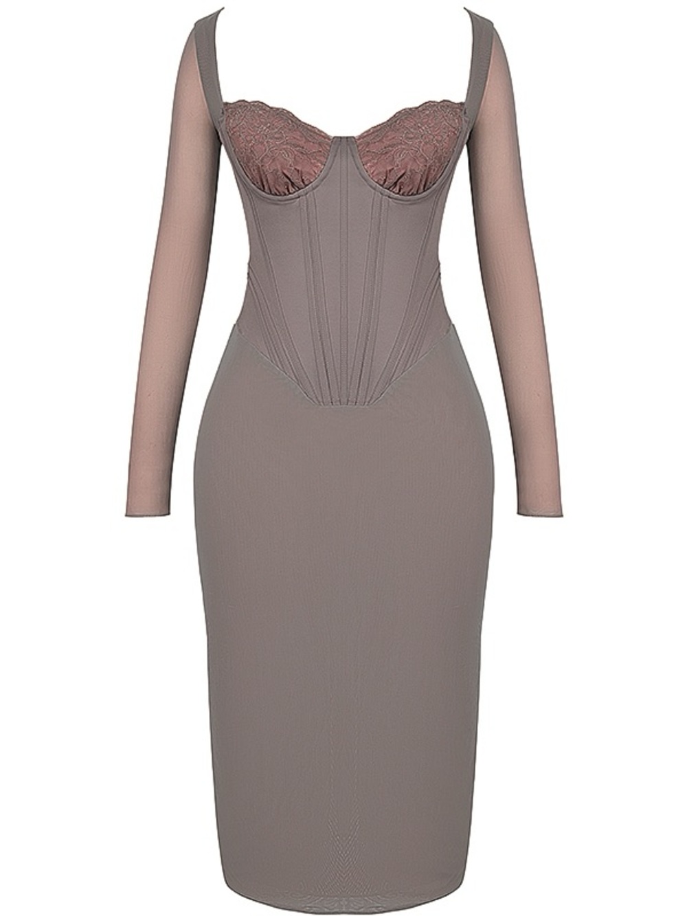 House of CB Safran Corset Midi Dress L Mocha Romantic Glamour - Picture 8 of 15